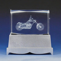 3D Laser Engraved Crystal “Motorcycle”